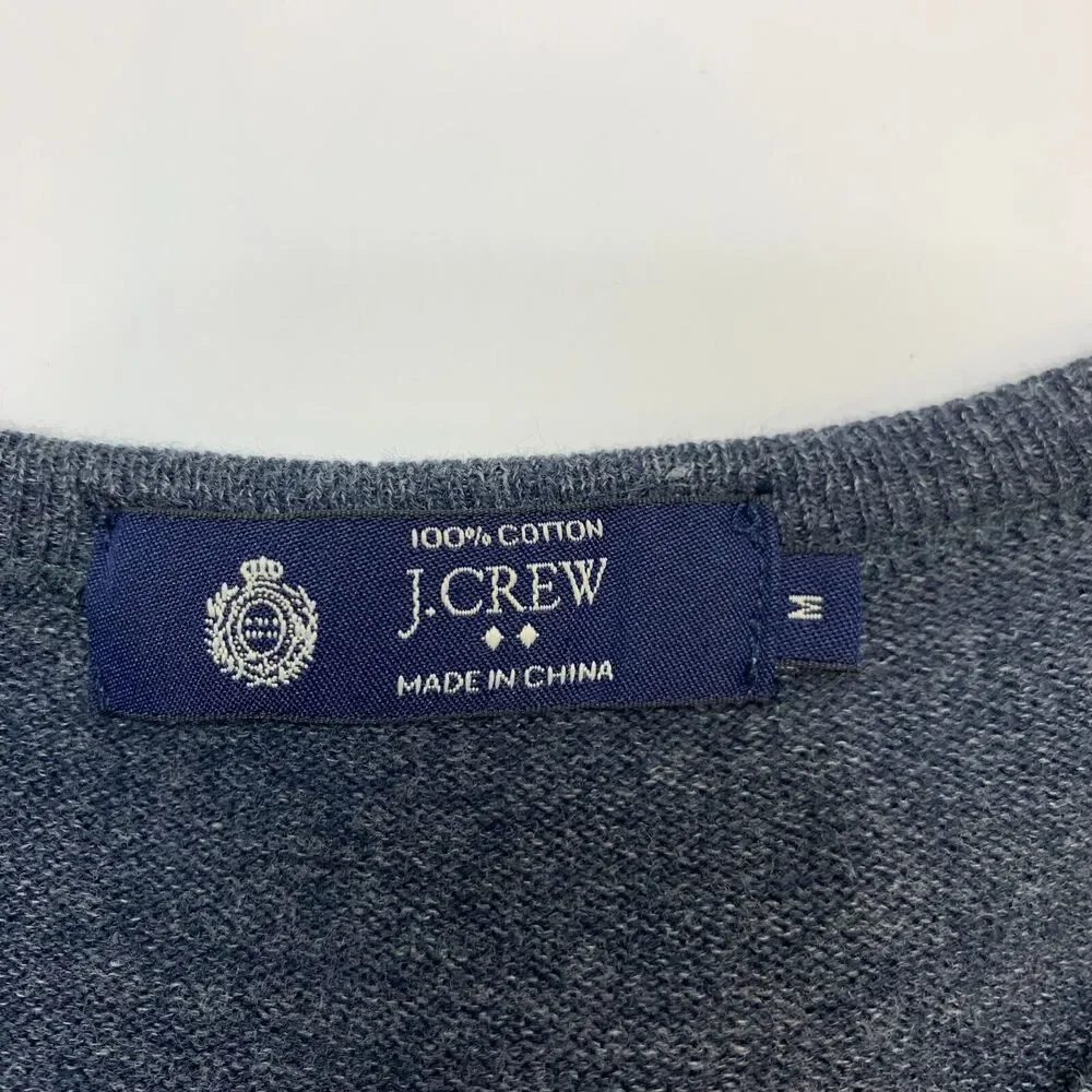J. Crew Sweater Mens M Medium Chalkboard Cotton Crew Neck Tapered Ribbed Trim